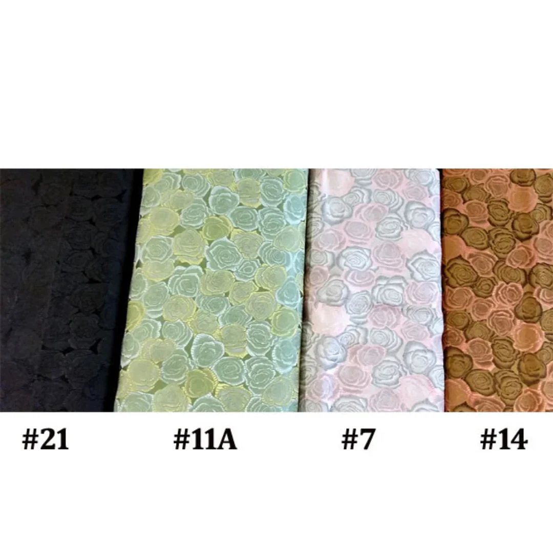 Silk and Rayon Rose Brocade Fabric - Image 2