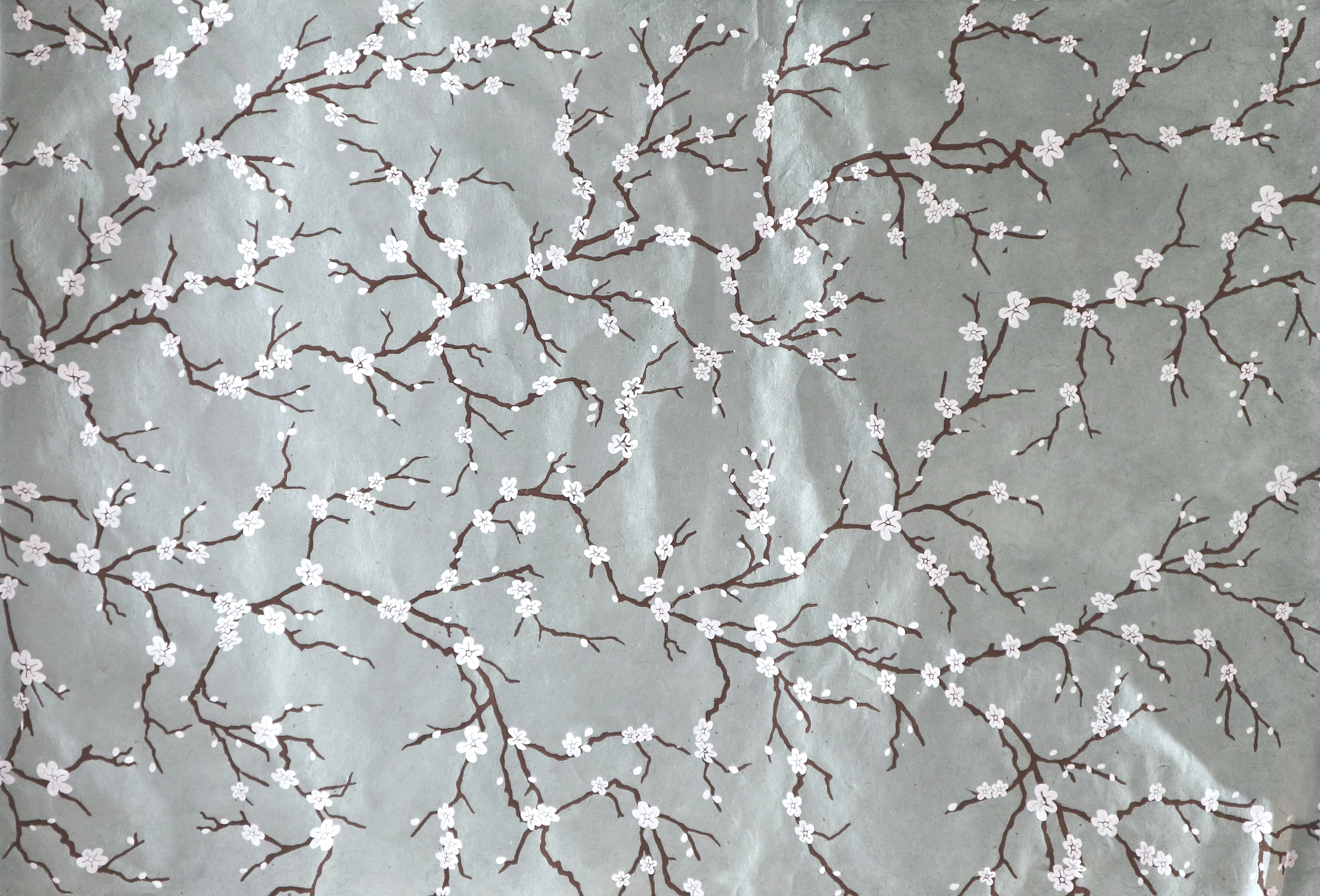 Handmade Nepal Silkscreen Paper - Peach Blossoms - Image 4