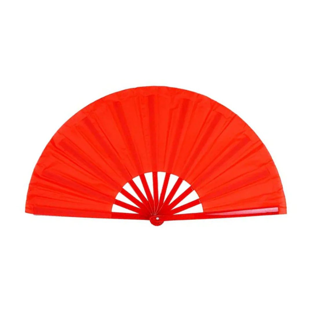 Solid Color Nylon Fabric Fan (White, Red, or Black) - Image 3