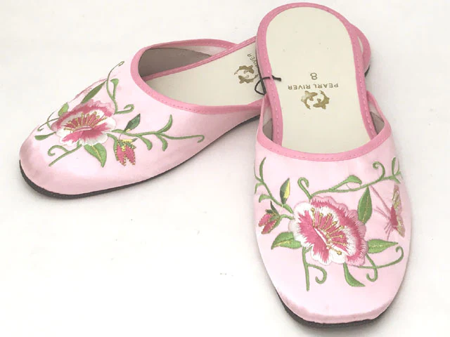 Butterfly Peony Embroidery Satin Slippers (Various Colors) - Image 3