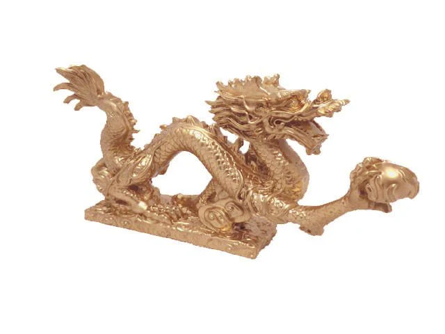 Dragon with Pearl Figurine - 8.5" Long - Image 2