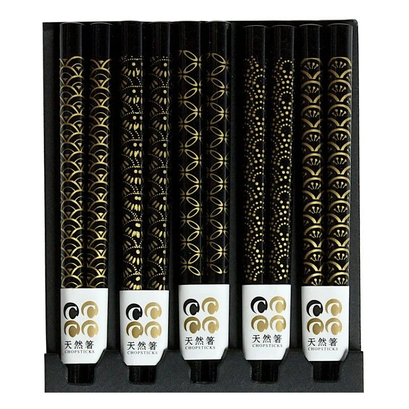 Black Assorted Pattern Chopstick Set - Image 3