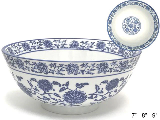 Blue Lotus & Vine Pattern - Bowl - Image 6