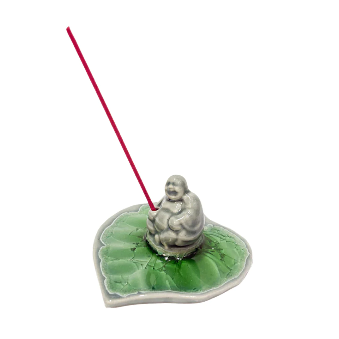 Ceramic Buddha Incense Holder and Ash Catcher - Image 2