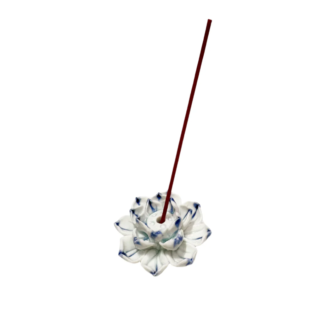 Ceramic Lotus Incense Holder - Blue - Image 2