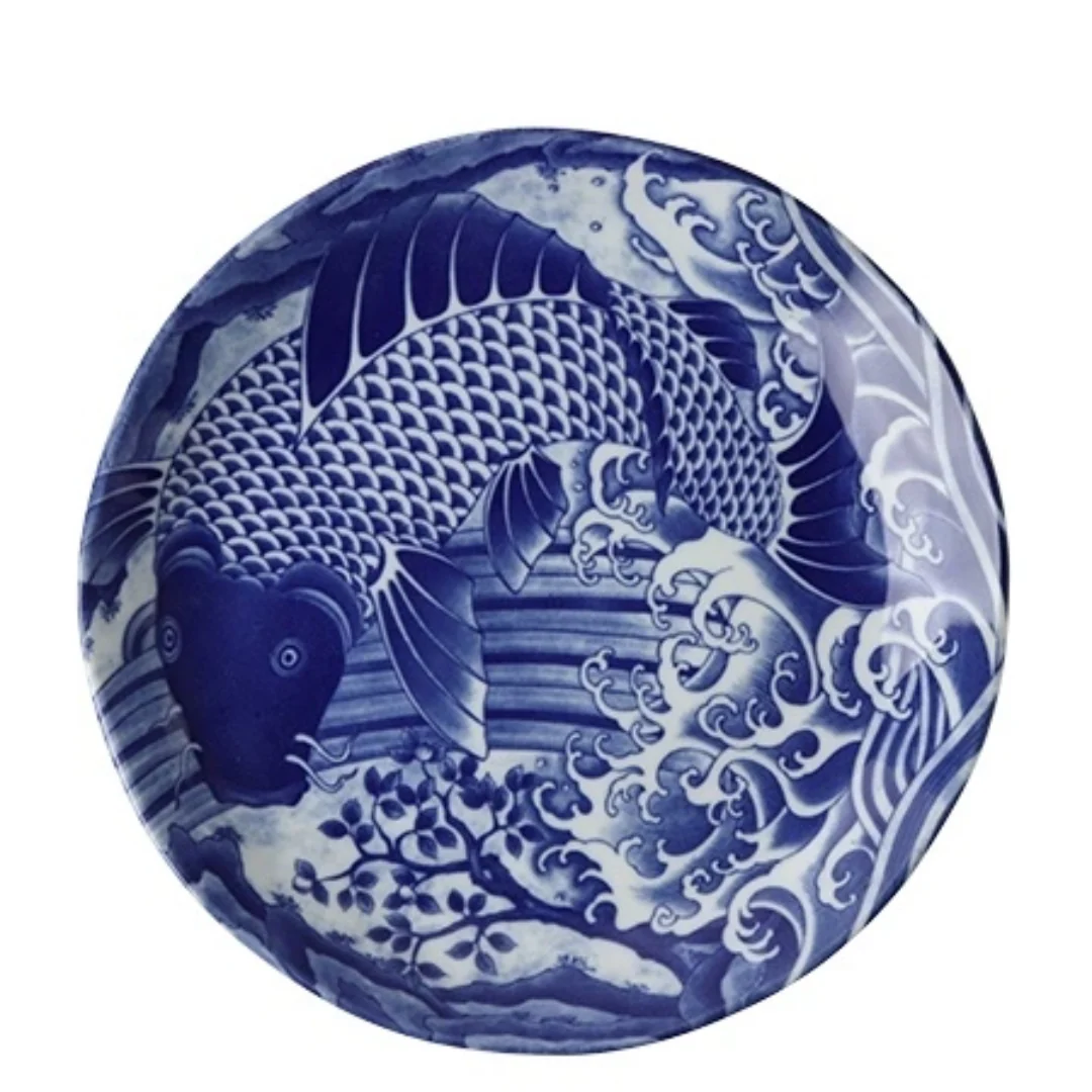 Cobalt Blue Ko-Imari Carp Design Ceramic Bowl Series - Image 5