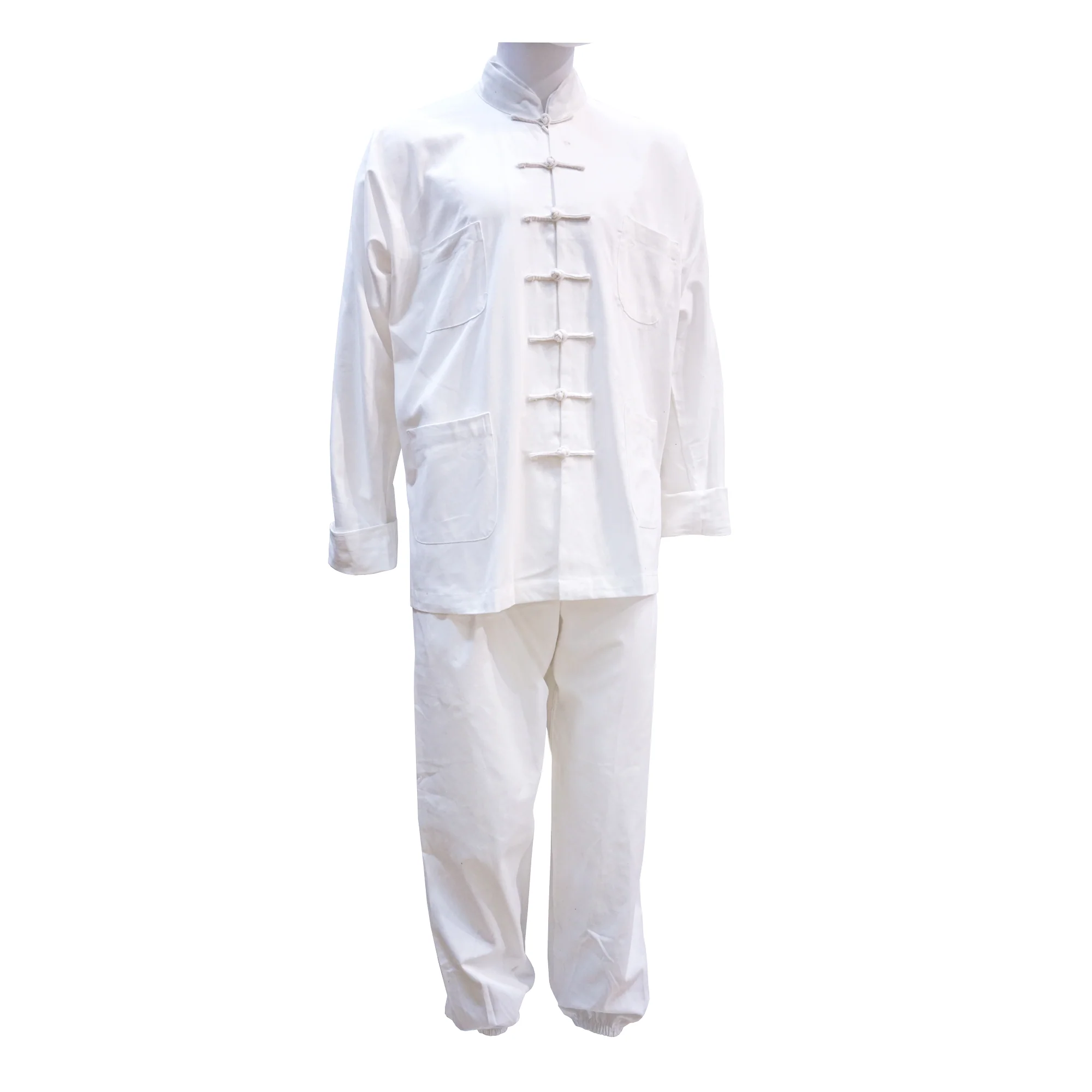 Cotton Twill Kung Fu Jacket and Pants Set (Black or White) - Image 2