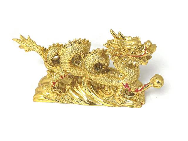 Dragon with Pearl Figurine - 8" Long - Image 2