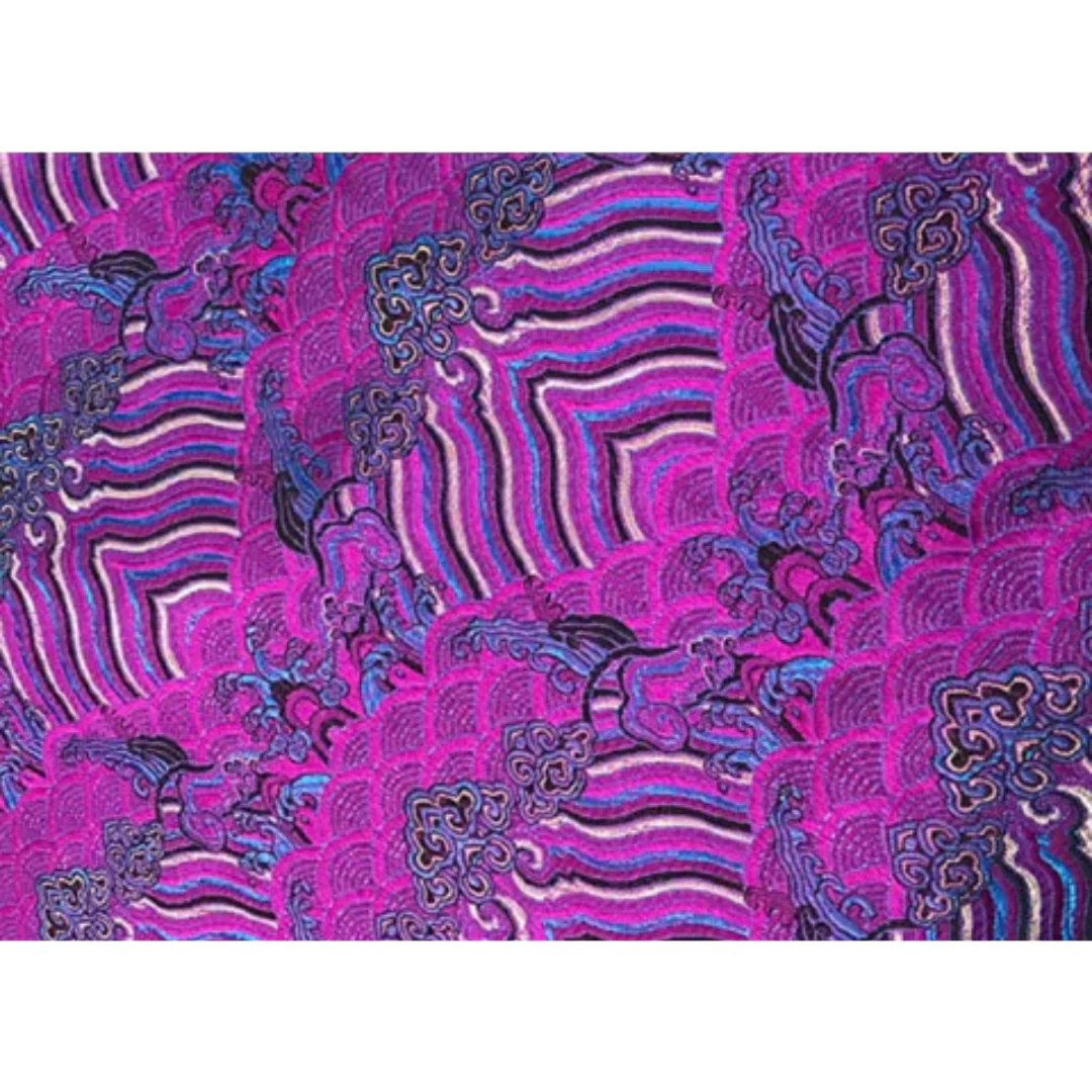 Emperor Cloud Motifs Brocade Fabric - Rayon - Image 2