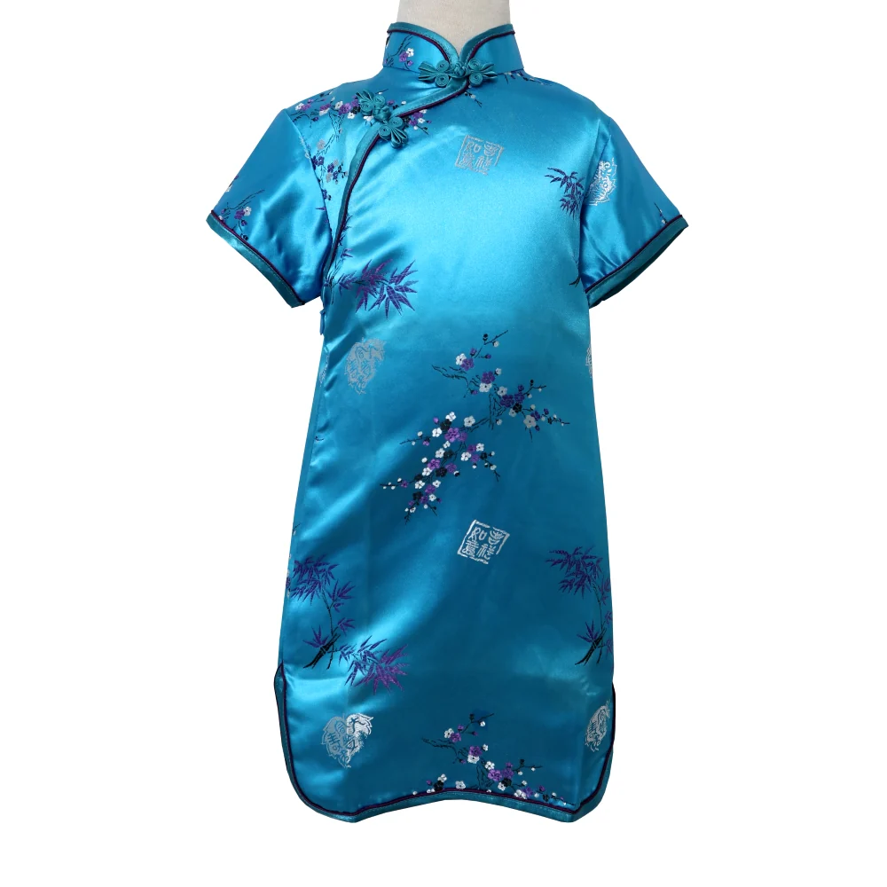 Girls Short Sleeve Brocade Dress - Image 3