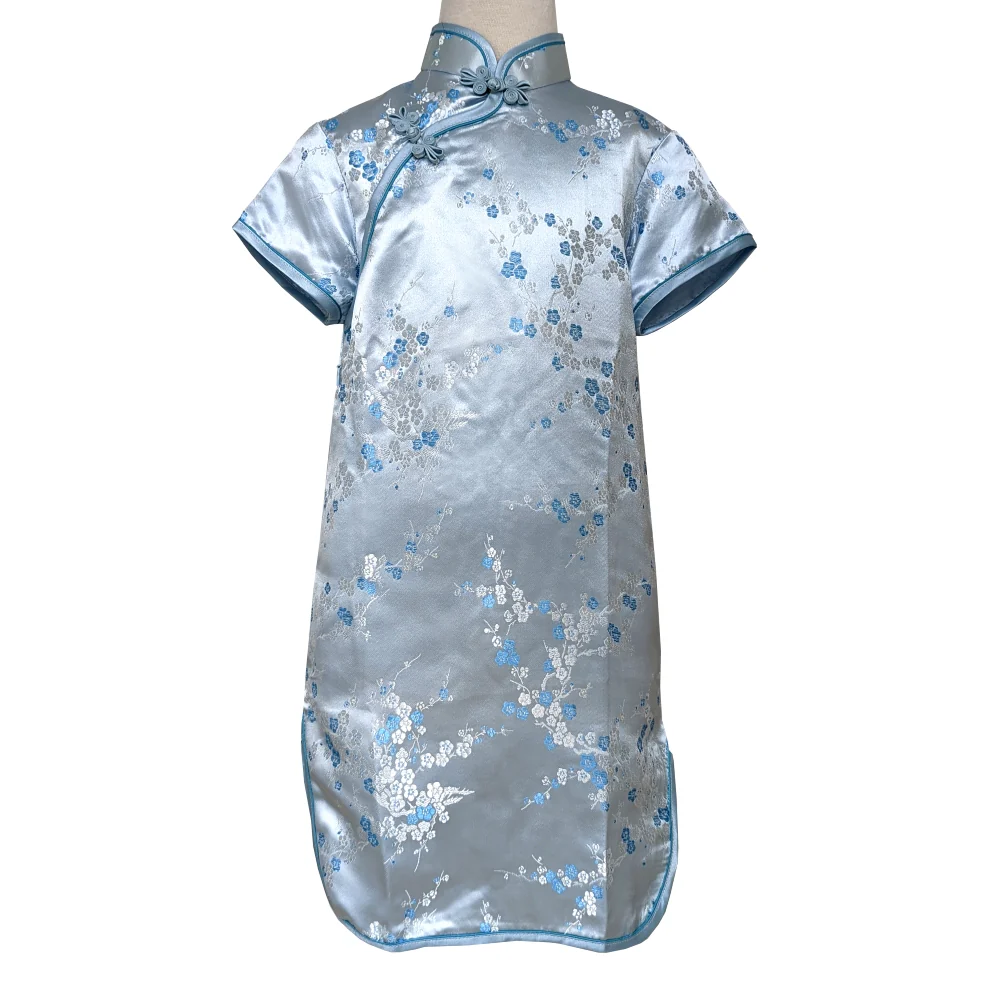 Girls Short Sleeve Brocade Dress - Image 4