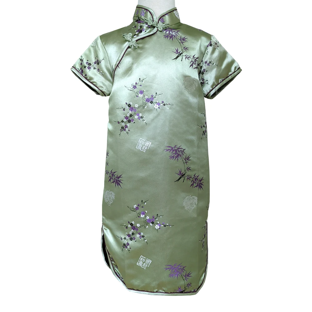 Girls Short Sleeve Brocade Dress - Image 6