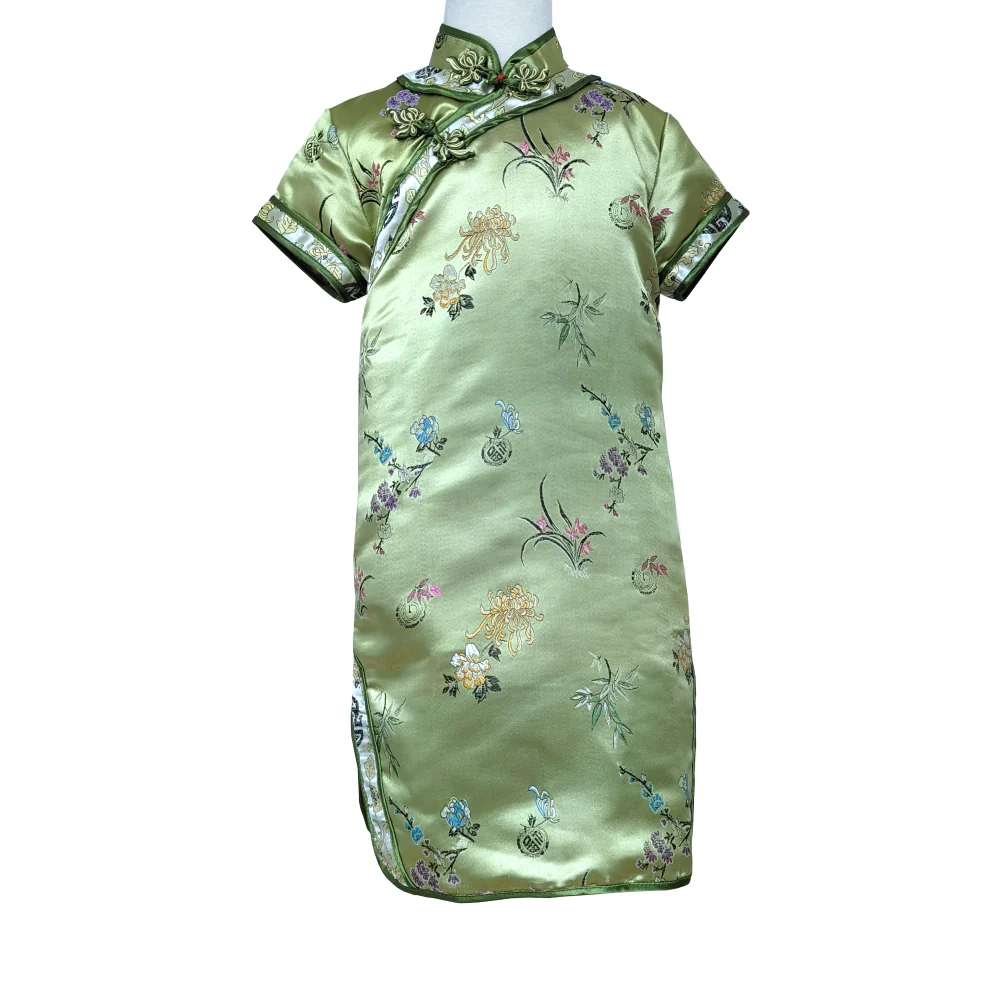 Girls Short Sleeve Brocade Dress - Image 7
