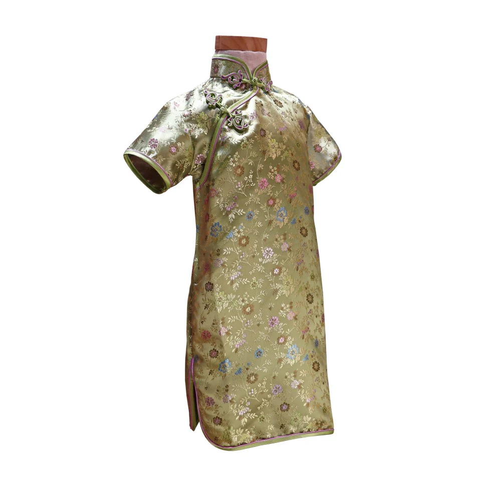 Girls Short Sleeve Brocade Dress - Image 8