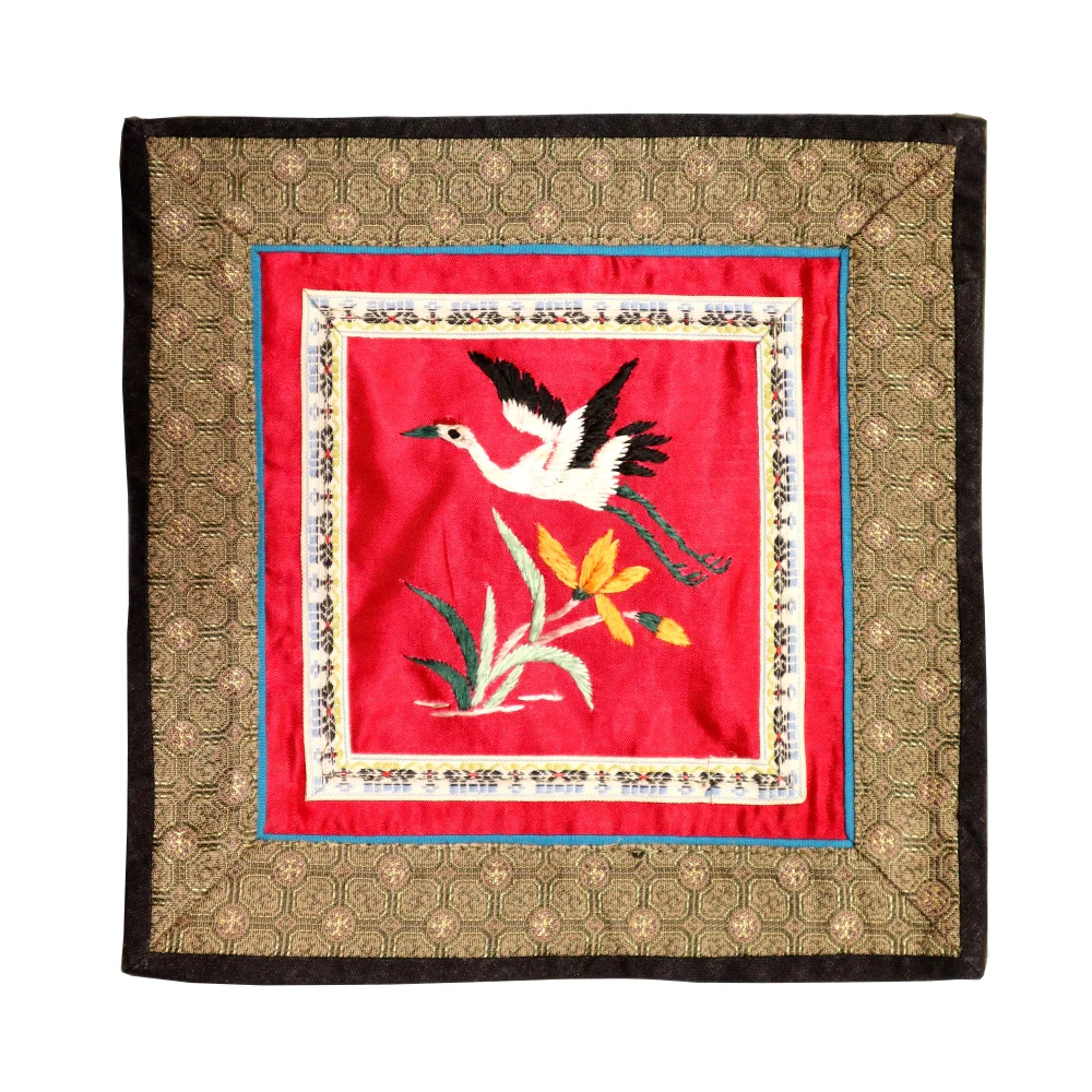 Hand Embroidered Silk Square Placemat - Image 2