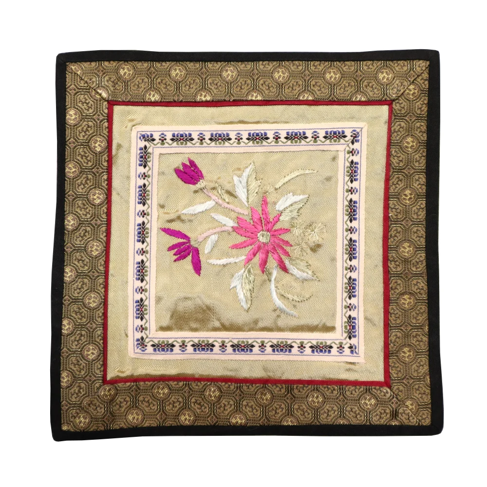 Hand Embroidered Silk Square Placemat - Image 3