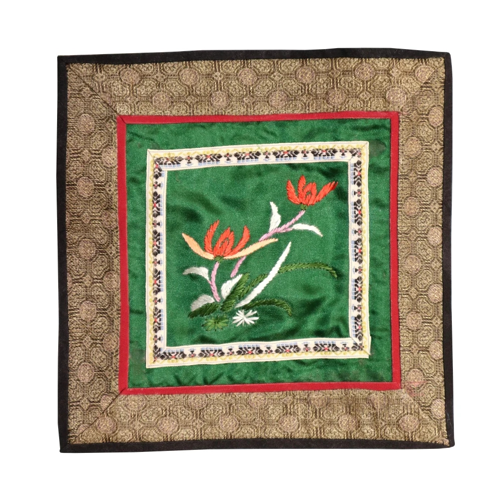 Hand Embroidered Silk Square Placemat - Image 4