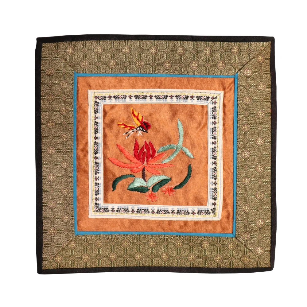 Hand Embroidered Silk Square Placemat - Image 5