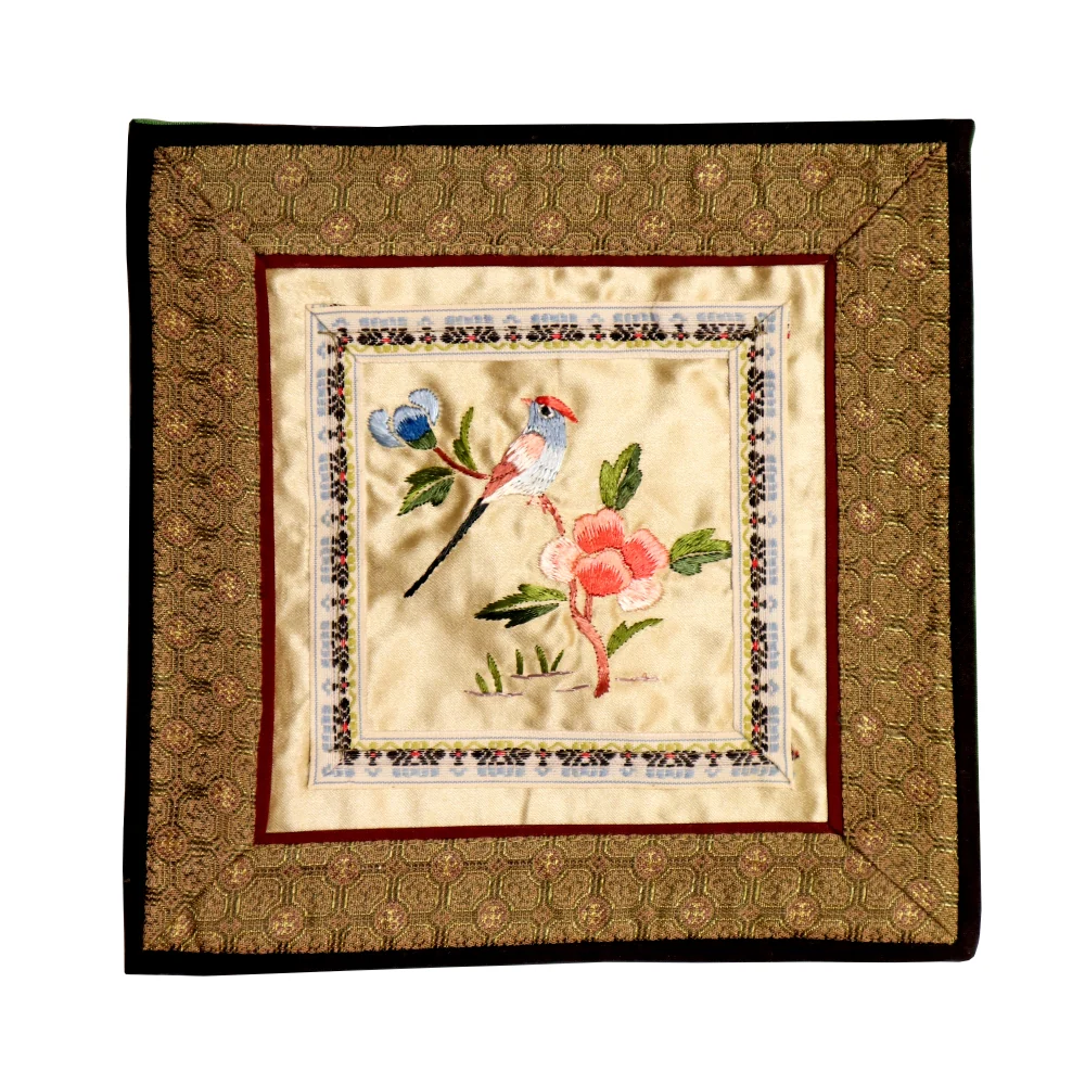 Hand Embroidered Silk Square Placemat - Image 6