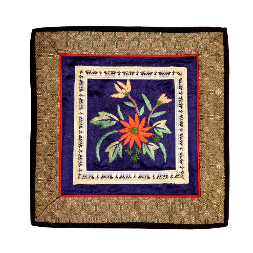 Hand Embroidered Silk Square Placemat - Image 7