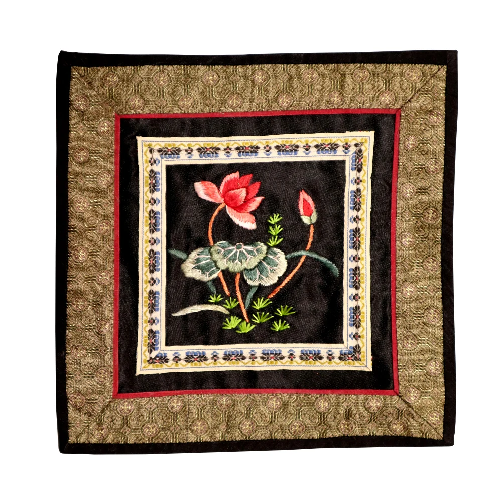 Hand Embroidered Silk Square Placemat - Image 8