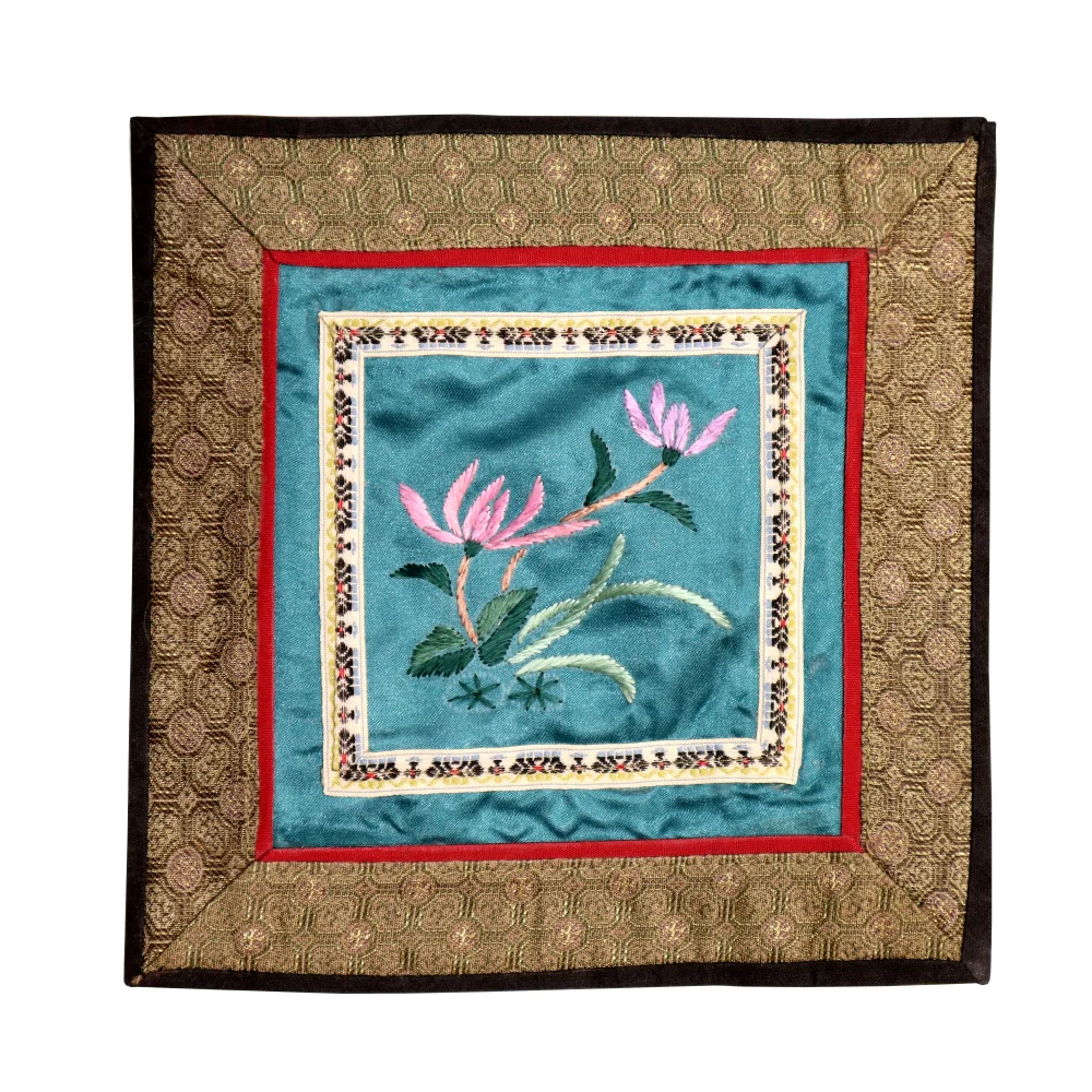 Hand Embroidered Silk Square Placemat - Image 9