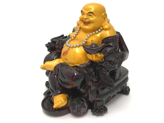 Laughing Buddha on Dragon Arm Rest Chair (7.25" H) - Image 3