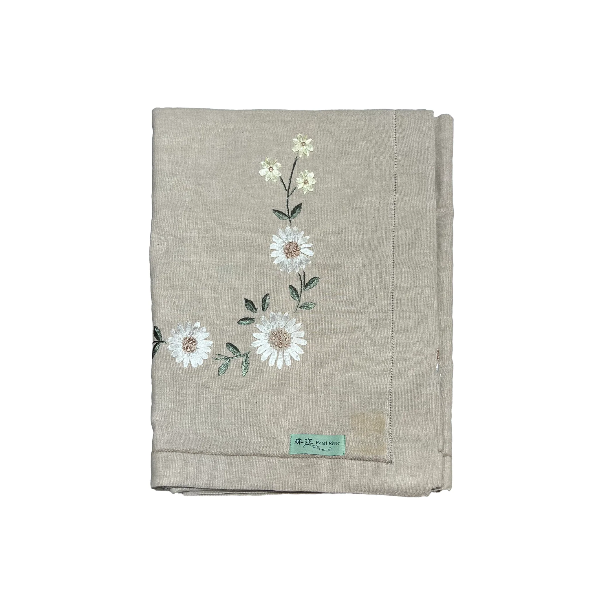 Linen Embroidered Tablecloth - Flax - Image 2