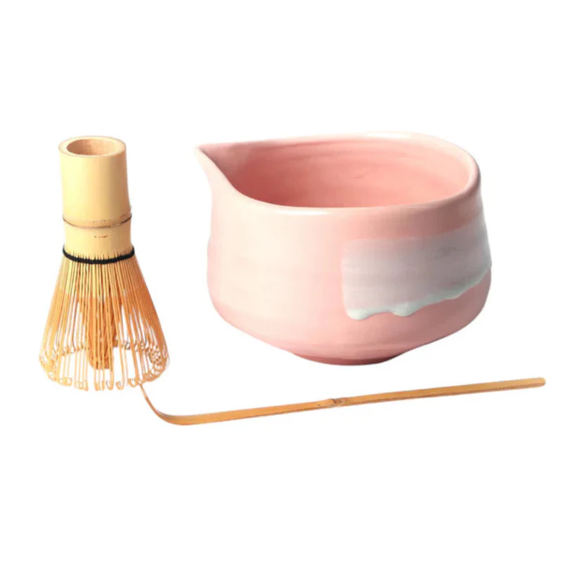 Matcha Set- Porcelain Latte Bowl with Whisk and Scoop (Various Colors) - Image 2
