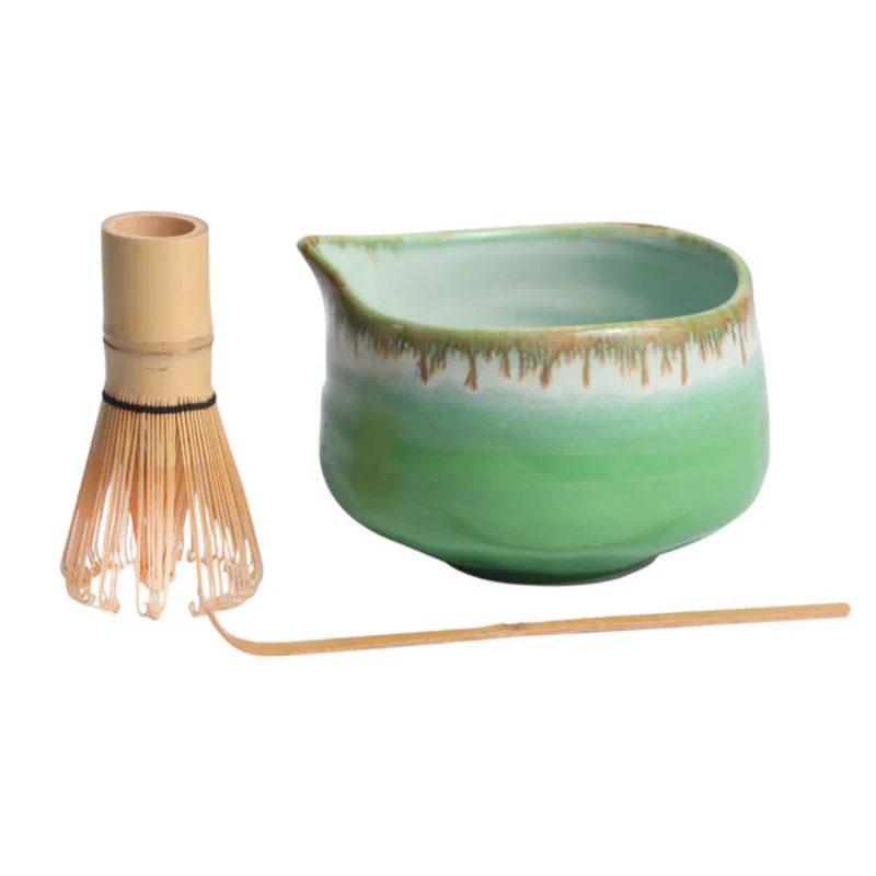Matcha Set- Porcelain Latte Bowl with Whisk and Scoop (Various Colors) - Image 3