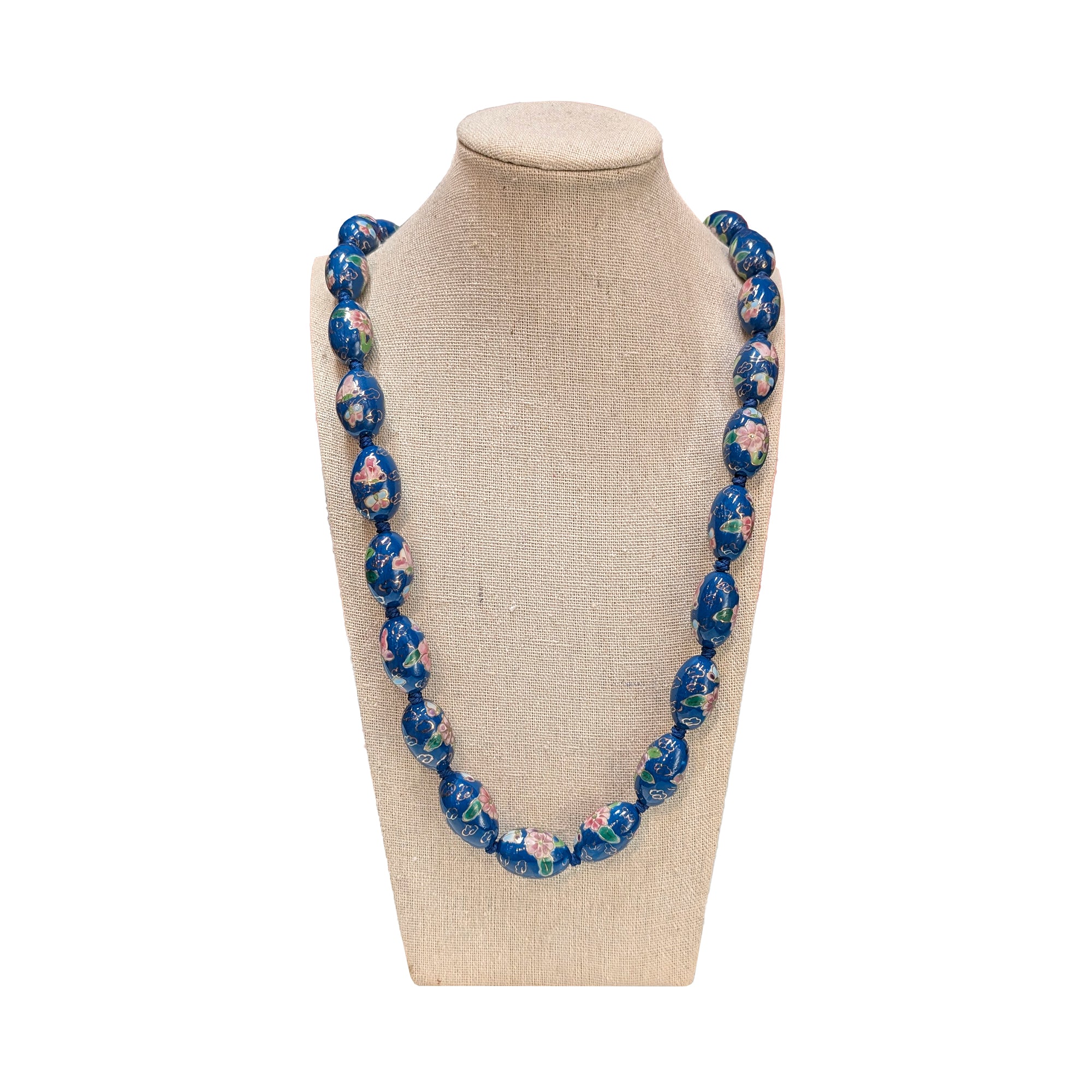 Oval Cloisonne-Design Porcelain Necklace with Lotus Design (Various Colors) - Image 13