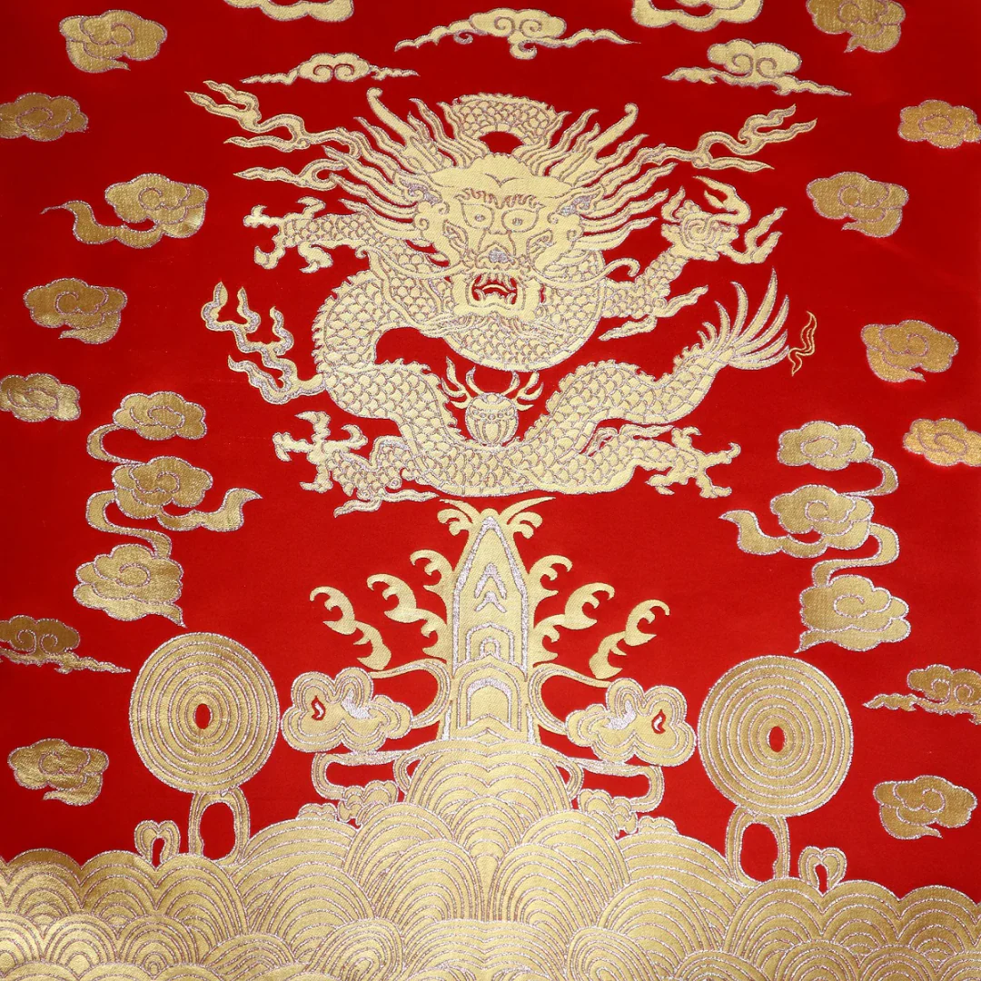 Gold Sea Dragon King Brocade Fabric - Image 2