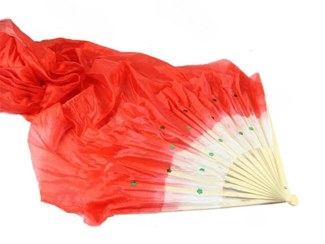 Long Fabric Dancing Fan with Sequins - Image 2