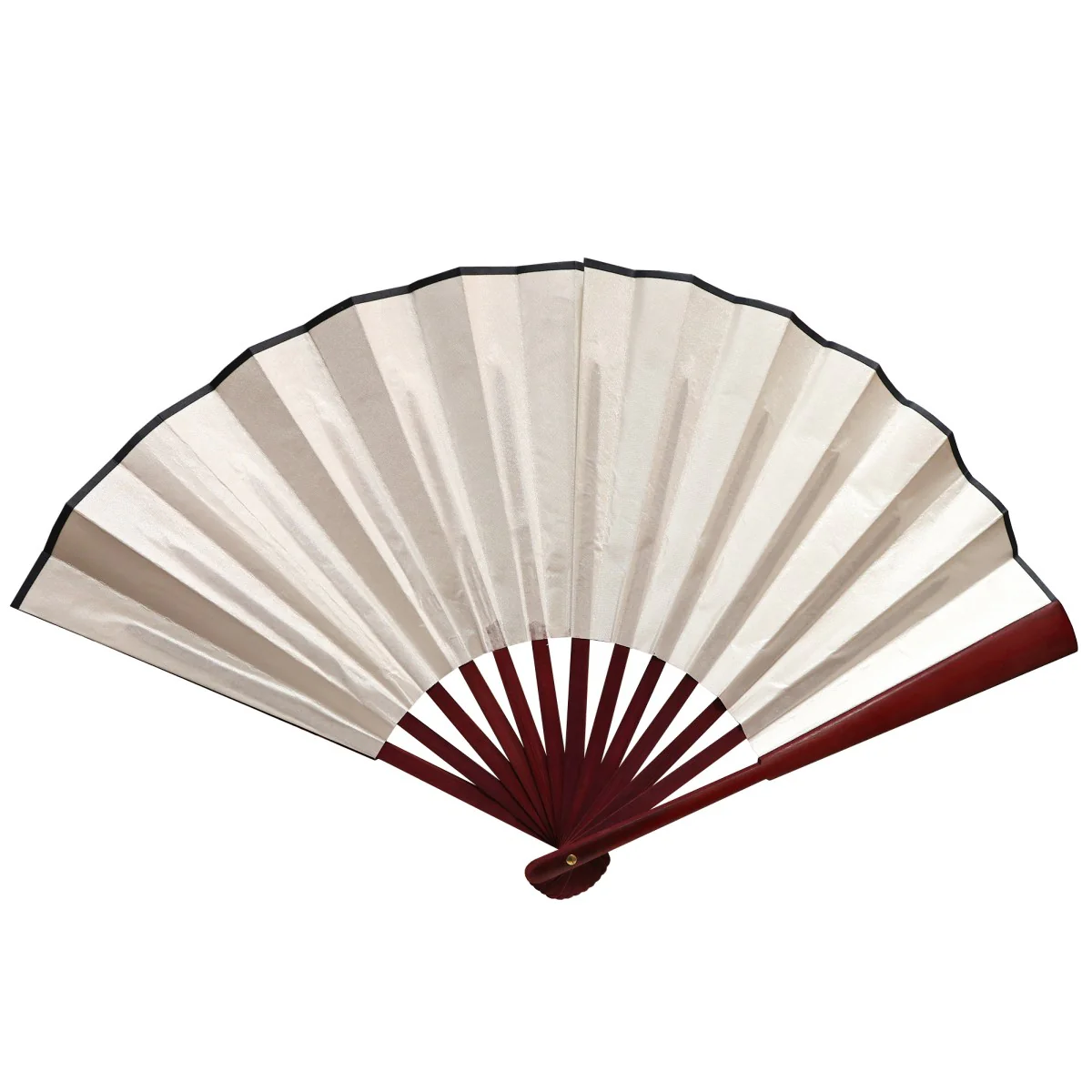 Solid Satin Bamboo Fan - 13 inch - Image 4