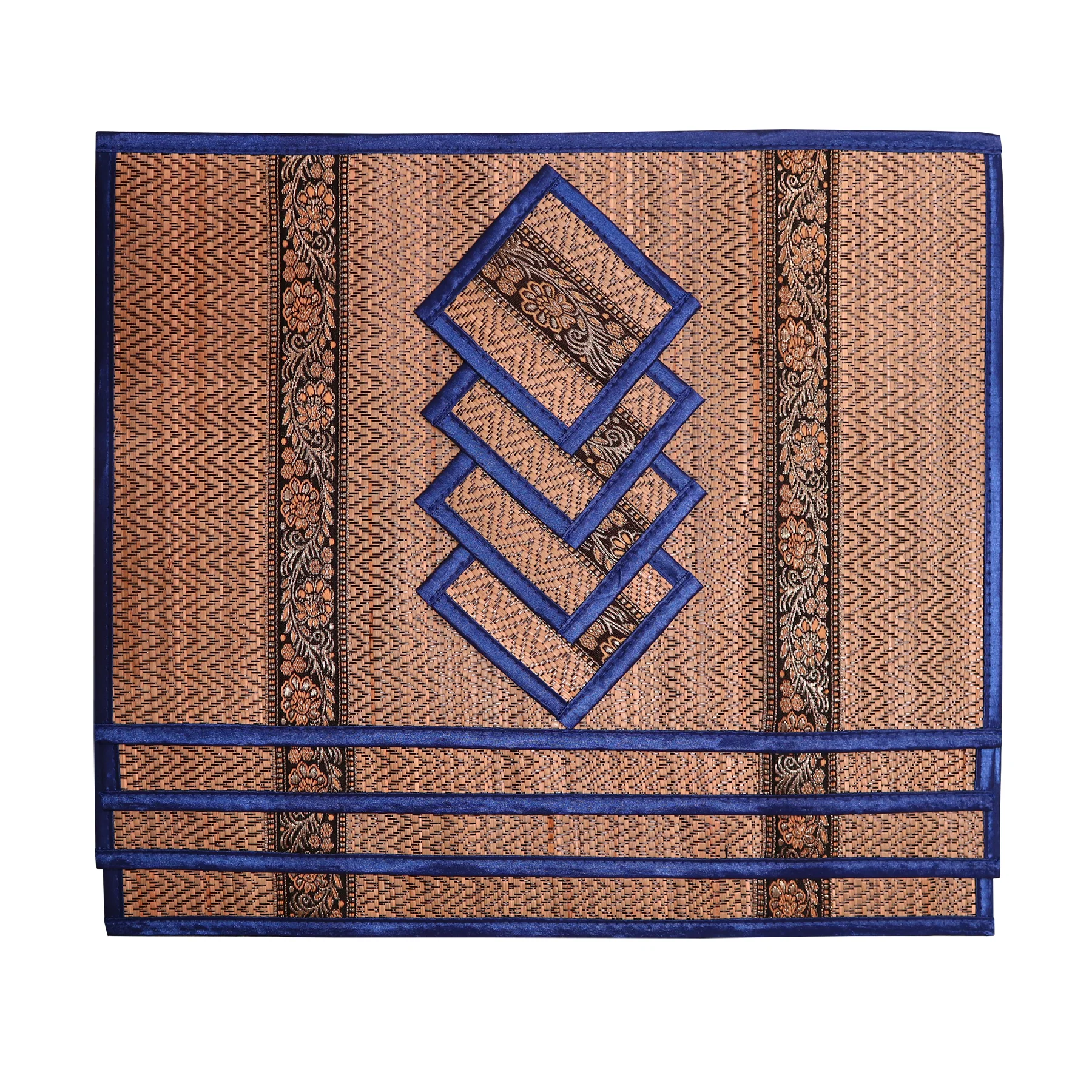 Thai-Style Woven Placemat and Coaster Set of 4 (Various Colors) - Image 4