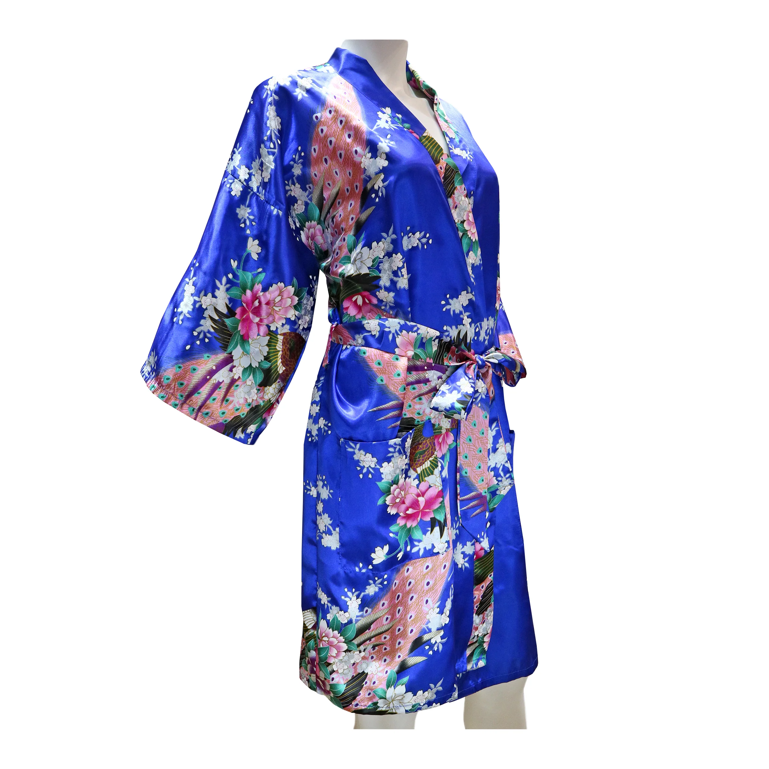 Thigh-Length Robe Peacock Print (Various Colors) - Image 2