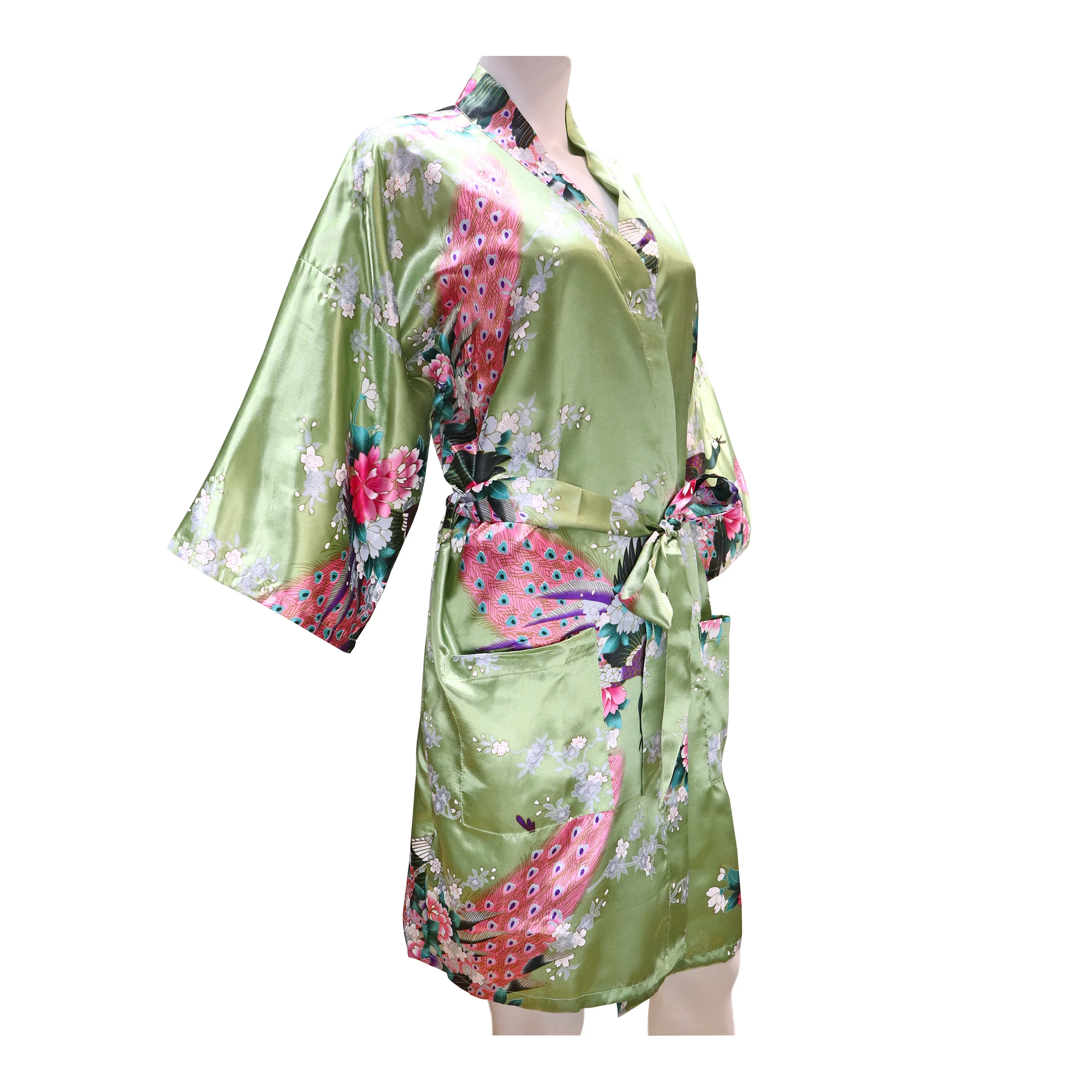Thigh-Length Robe Peacock Print (Various Colors) - Image 3
