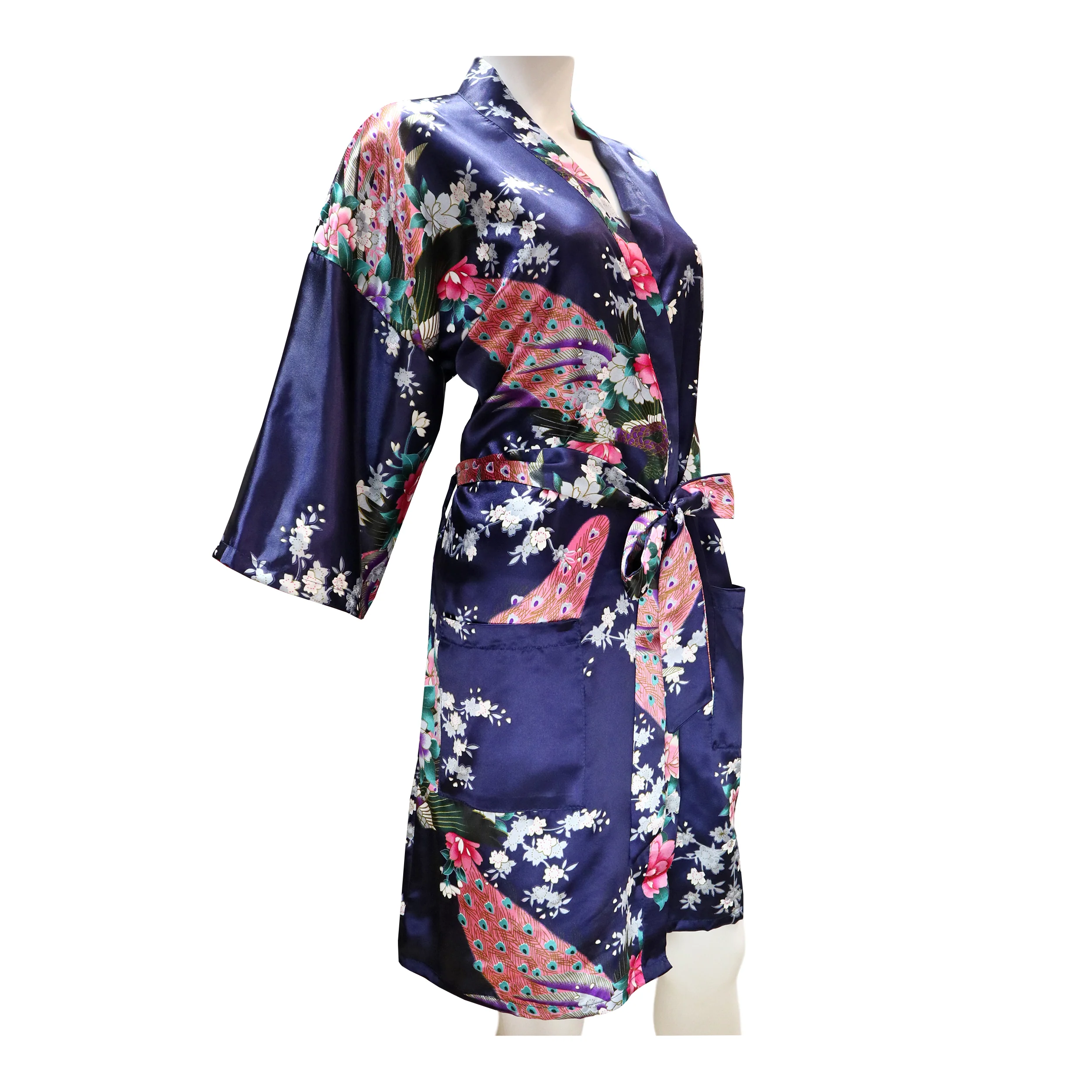 Thigh-Length Robe Peacock Print (Various Colors) - Image 4