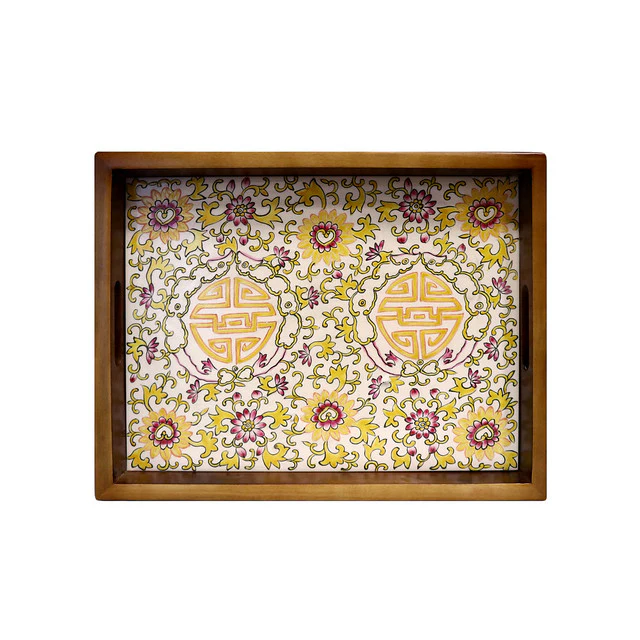 Wood and Ceramic Serving Tray - Image 3