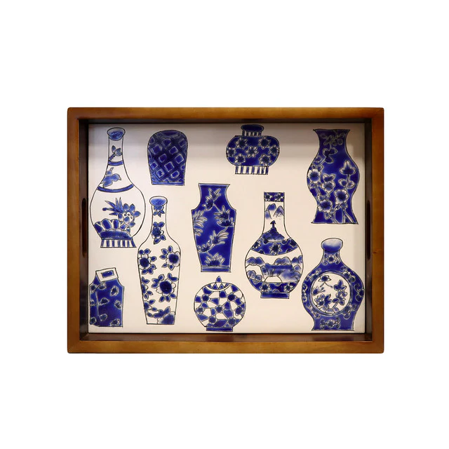 Wood and Ceramic Serving Tray - Image 4